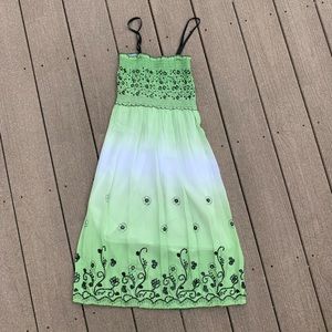 Green Beaded Slip Dress 👗